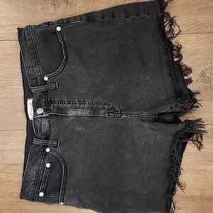 Madewell High Rise Denim Shorts Black Denim Frayed Raw Hem Women's size 32